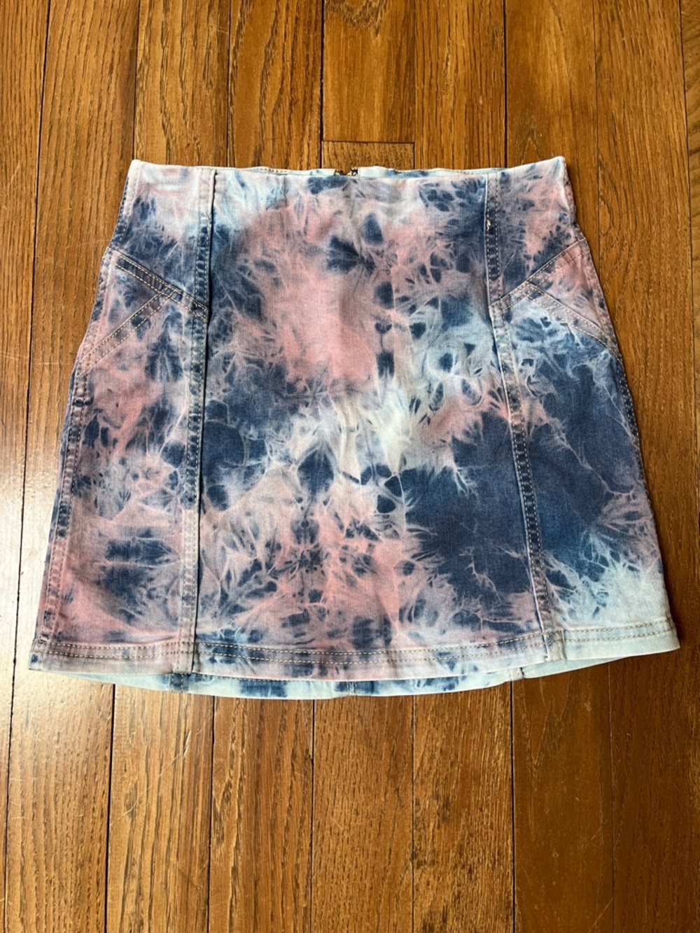 Tie-Dye Denim Mini Skirt - Pink & Blue